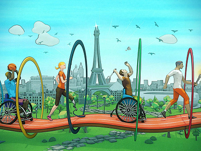 Disabled athletes - Paris 2024 3d ahtletes cel shading cinema 4d disability week low poly olympic games paris paris 2024 runtrack