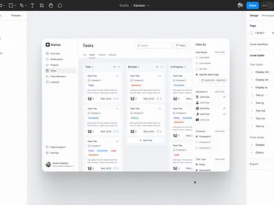 Kanban board — built with Figma auto layout application auto layout component dashboard figma filter navigation interface kanban kanban board minimal navigation product design software design ui ui design user experience user interface ux web app white