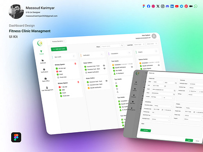 Fitness Clinic Management Dashboard Design clinic dashboard design figma graphic design management titness ui ui kit ux web