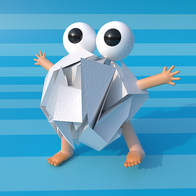 Crumpled paper📄🗑️🤾 3d 3d animation 3d character 3d illustration after effects c4d character character design cinema 4d face fun gif graphic design happy humorous illustration loop motion graphics paper red shift