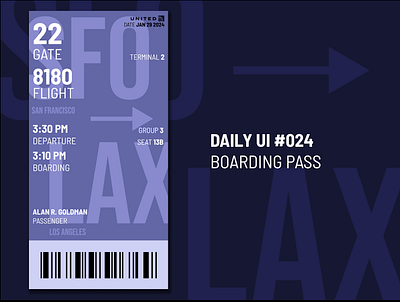 Daily UI #024: Boarding Pass boarding pass daily ui figma graphic design layering texture typography ui