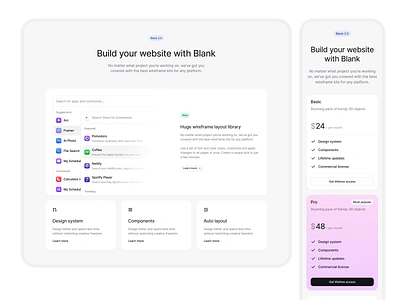 Blank 2.0 Beta (Coming soon) components craftwork design design system figma landing ui web website