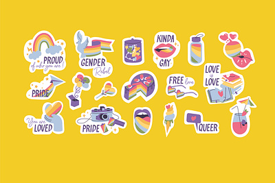 LGBTQ stickers be yourself doodle free love gender graphic design icon illus illustration lgbt lgbtq love pin pride right sticker support vector