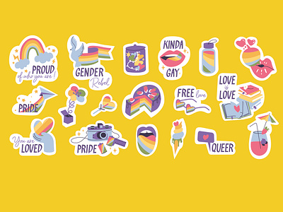 LGBTQ stickers be yourself doodle free love gender graphic design icon illus illustration lgbt lgbtq love pin pride right sticker support vector