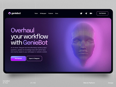 GenieBot AI Tool 3.0 ai ai tool design landing landingpage ui uiux ux web web3 website