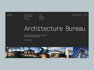 Zoning - architecture bureau architecture cms design digitaldesign figma portfolio ui ux web design website