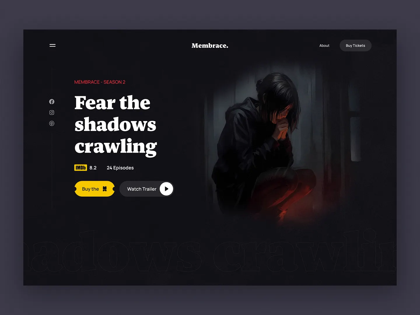 Dark and Engaging Movie Website Design for Membrace