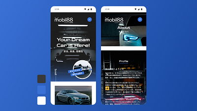 mobil88 Mobile Version Website with Japanese Style blue color branding japanese style japanese website landingpage mobil88 mobile responsive ui ui mobile web website