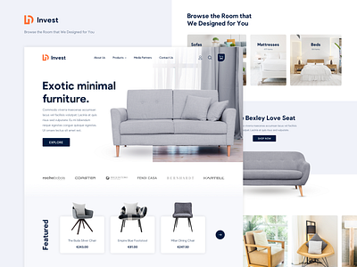 Exotic minimal furniture design graphic design ui ux web