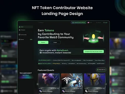 NFT Token Contributor Website Landing Page Design branding creative design digital agency figma illustration landing page nft token ui website
