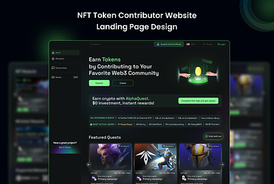 NFT Token Contributor Website Landing Page Design branding creative design digital agency figma illustration landing page nft token ui website