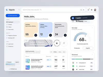 Digesto AI - Dashboard ai artificial intelligence clean dashboard design interface minimal openai simple ui ux