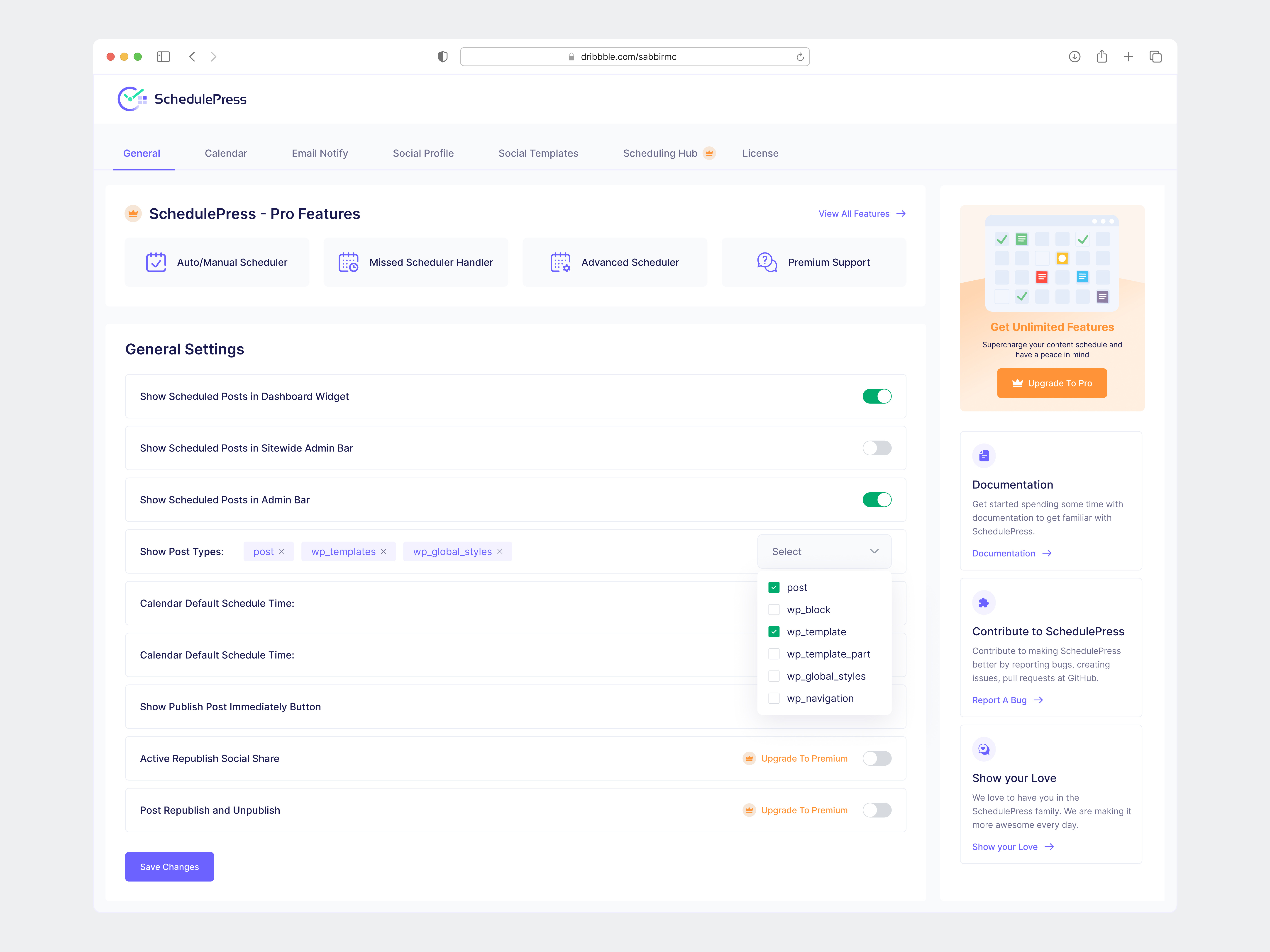 SchedulePress – Best Editorial Calendar, Schedule & Social Share app ui calendar dashboard design plugin product schedule schedulepress social share ui ux