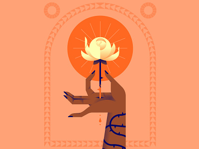 Suzannah character colors flat flower hand illustration light minimal minimalist sun tattoo thorns