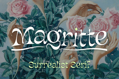 Magritte Surrealist Serif Font 70s dali display french funky greek ligatures magritte surrealist serif font modern retro seventies sixties surreal surrealistic typeface