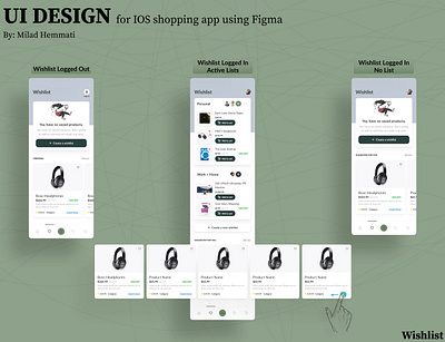 UI Design for IOS shopping using Figma (Wishlist) figma figma design illustrator ui uidesign user interface user interface design wishlist