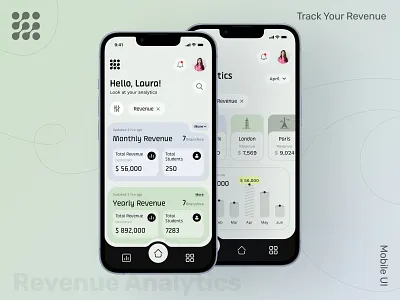 Revenue Tracking and Management App Design app analytics app ui app user interface app ux creative daily ui interface managment minimalistic mobile app design modern product design revenue tracking app trending color ui uiux ux design