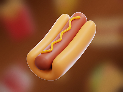 Hotdog 3D Illustration 3d blender design fast food fastfood food graphic design hotdog icon illustration modeling sasauge ui