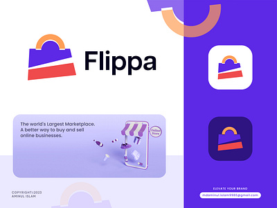 Flippa Logo Design, E-commerce, BuySell, Shopping, Online Market abstract brand identity branding concept ecommerce ecommerce logo mark f bag f bag logo homedecor logo logomark mordern logo onlineshoping onlineshopping saas icon shopnow unique logo