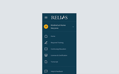 Relias | Organisms | Menu design system edutech lift agency menu ui