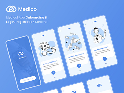 Medico App Onboarding & Login UI app app ui clean medical medical ui simple ui ui design ux