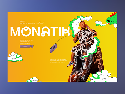 Website concept for artist Dmytro Monatik artist concert illustration landing music promo singer ticket ui ux webdesign