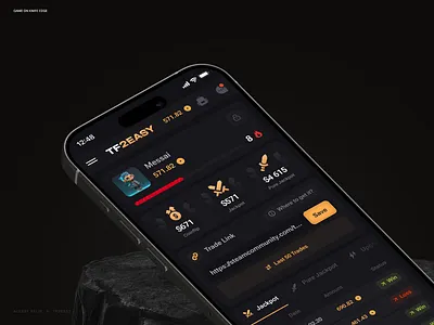 TF2Easy Game Platform - Profile balance betting case casino crypto dark theme dashboard gambling game design game ui igaming interface ui profile statistics tf2 ui ui ux user ux web design
