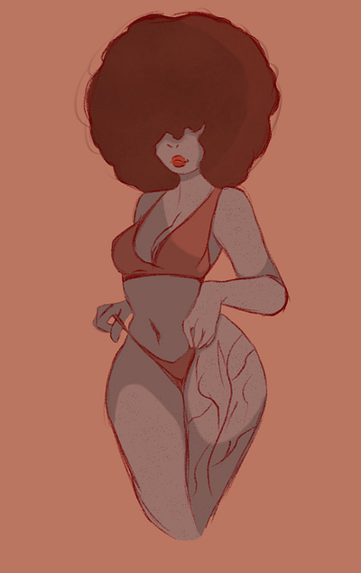 Woman in swimsuit 2d art face procreate