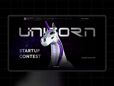 Unicorn — Startup Contest Website Design 3d 3d animation 3d launcher 3d unicorn animation landing page landing page design motion startup startup contest startup design ui ui design web web design