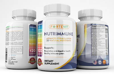 NUTRIMMUNE SUPPLEMENT LABEL DESIGN bottle design bottle label branding cbd packaging food packaging graphic design labeldesign medicine label packaging pill label product label supplement label vitamin label