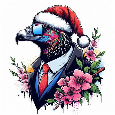 Christmas mafia eagle logo style sticker branding graphic design logo