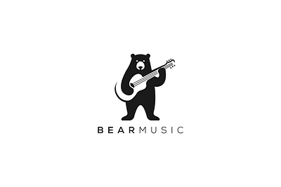 Bear Music abstract logo branding corporate logo creative logo dynamic logo flat design logo geometric logo graphic design logo minimal logo minimalist logo modern logo music logo negative space negative space logo social media logo symbolic logo versatile logo