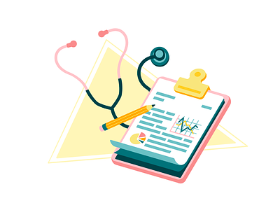 Clipboard beat chart clipboard diagnosis doctor health heart icon illustration pen pencil procreate stethoscope thierry fousse