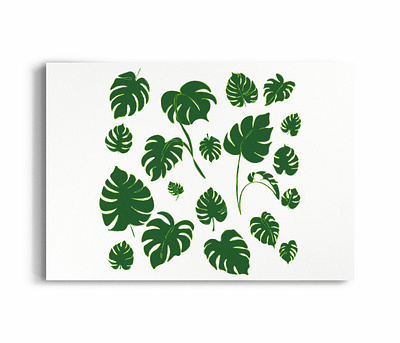 Green Monstera Tropical Leaves drawing exotic fresh green jungle leaf leaves monstera nature summer tropical