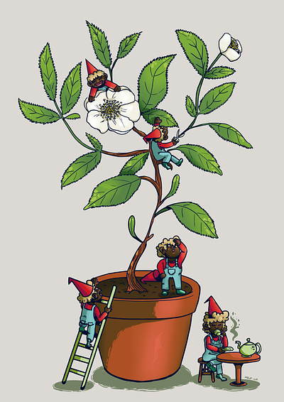Tea Leaf Elves concept art elves flower fun graphic design illustration magic magical merchandise plant t shirt