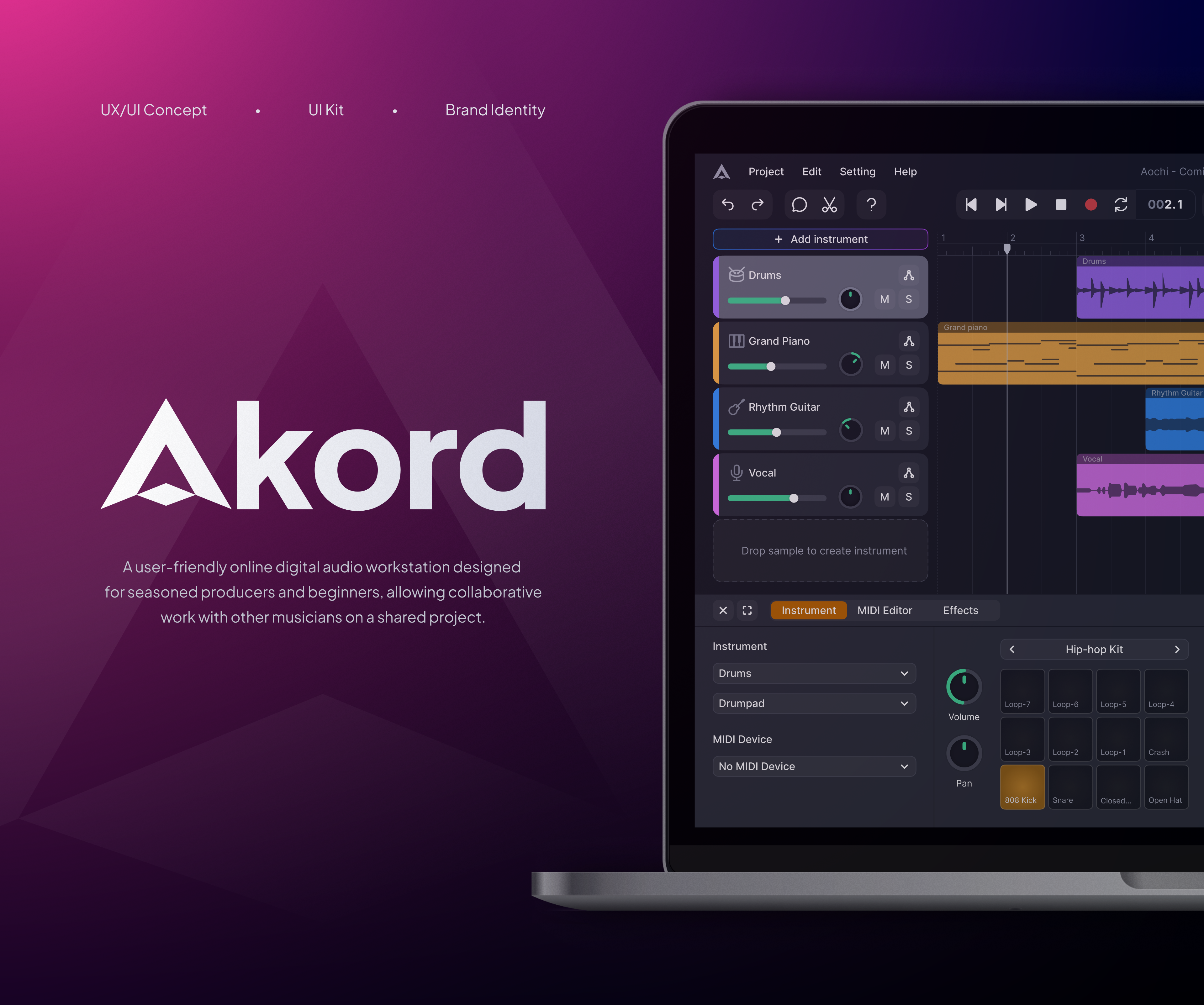 Akord - Tools Animation animation audiovisual chart components daw design instrument motion design motion graphics music piano product design sound studio tool ui ui kit user interface uxui workstation
