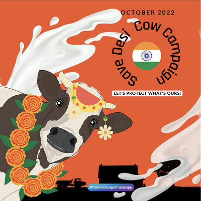 Save Desi Cow Campaign #Canva October 2022 Challenge graphic design