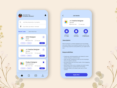 Job Listing App appdesign appinterface design figma figmadesign figmatool ui uiux uiuxdesign userexperiencedesign userinterface userinterfacedesign