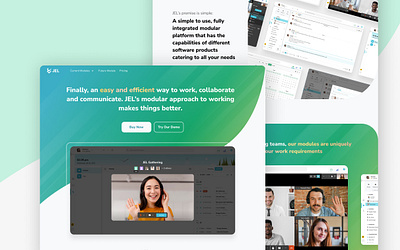 Landing page for video conference web conference design fiverr green landing landing page modern product design simple ui ux video web design website