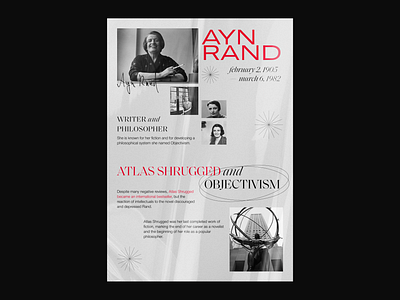 Poster about the writer and philosopher Ayn Rand graphic design illustrated poster poster design typography
