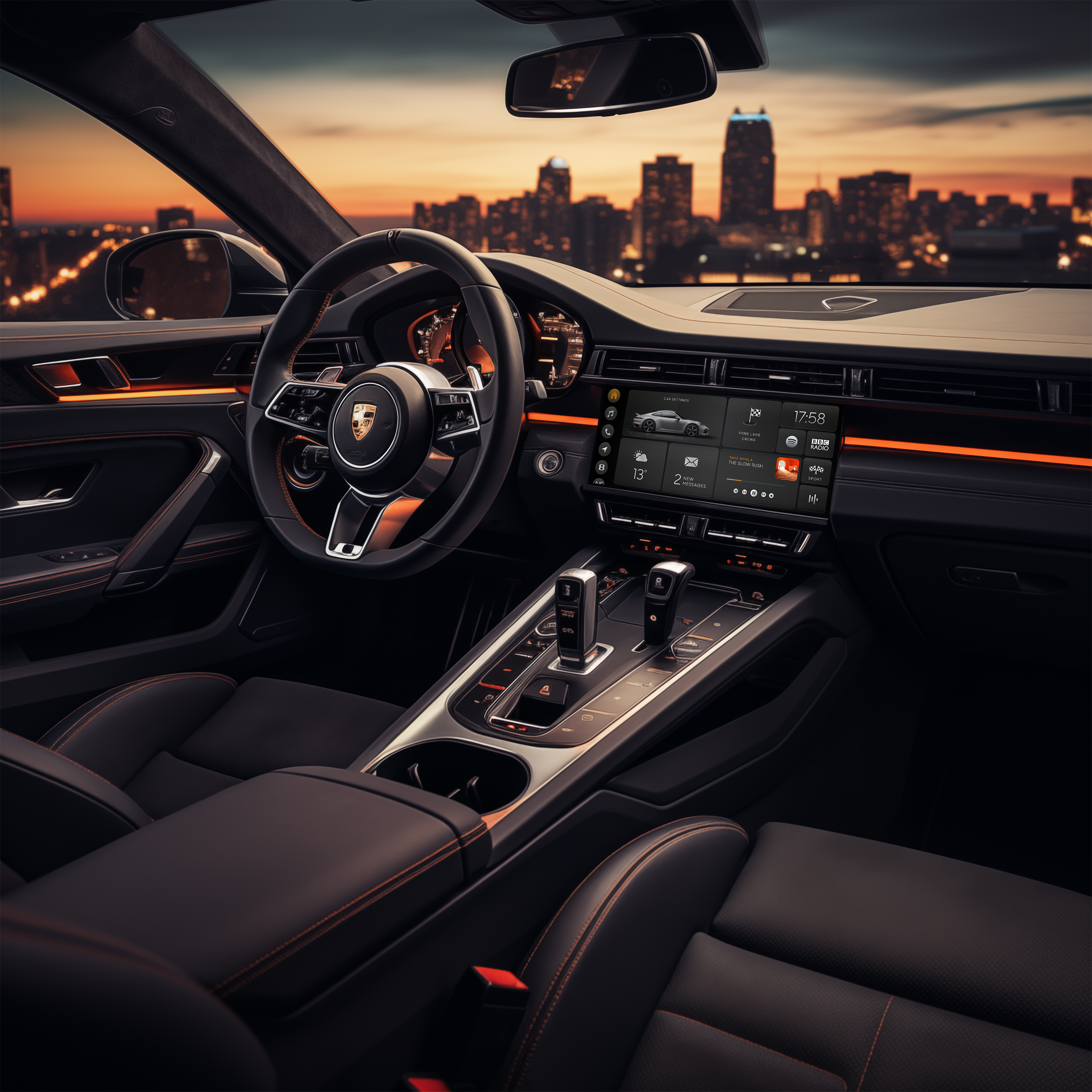 2024 Porsche 911 : HMI automotive center console design digital hmi infotainment instrument interactive interface porsche sports car supercar touchscreen ui