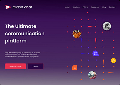 Communication Platform Home Page graphic design home page rocket chat ui website home page
