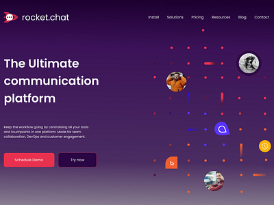 Communication Platform Home Page graphic design home page rocket chat ui website home page