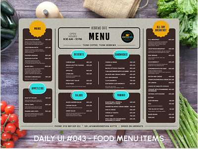 Daily UI #043 - Food Menu Items 030 concept design logo ui