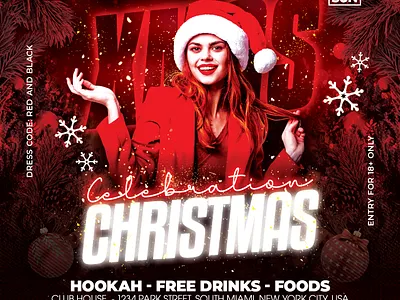 Christmas Flyer christmas christmas 2023 christmas decoration christmas eve christmas party christmas tree club club flyer event flyer template holiday instagram merry christmas merry xmas new year new years eve party santa claus xmas xmas tree