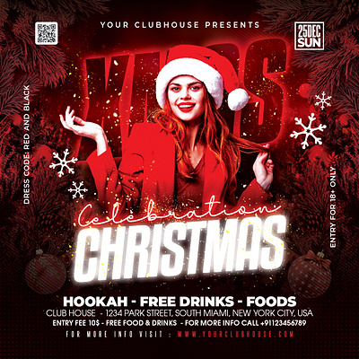 Christmas Flyer christmas christmas 2023 christmas decoration christmas eve christmas party christmas tree club club flyer event flyer template holiday instagram merry christmas merry xmas new year new years eve party santa claus xmas xmas tree