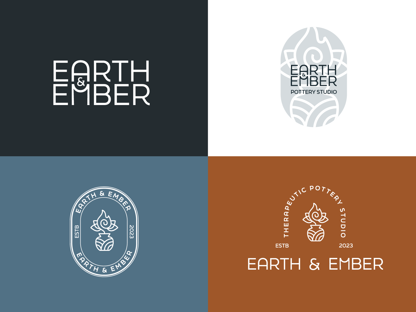 Earth & Ember brief brand brand brief branding clay graphic design logo logomark pottery zen