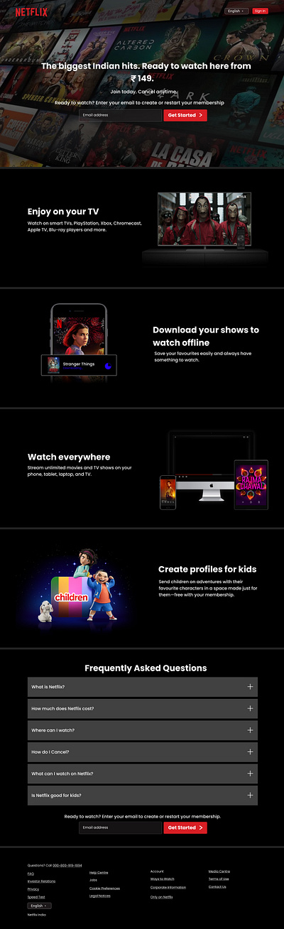 Netflix Landing Page Redesign graphic design landing page netflix landing page ui website design website landing page