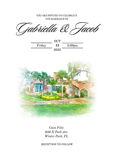 Casa Feliz Wedding Invitations and Details Card (Bilingual)