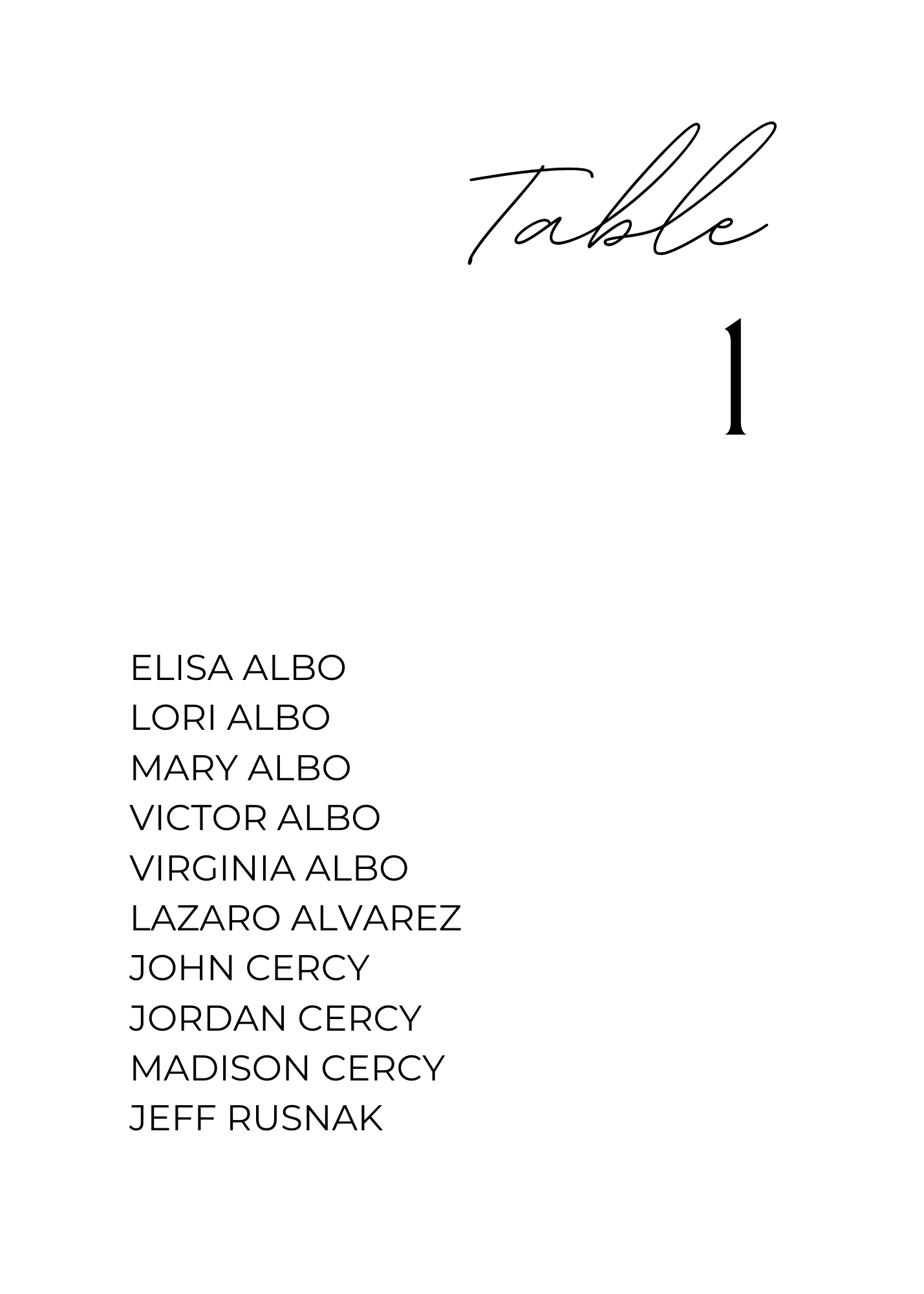 Wedding Seating Chart - Minimalist